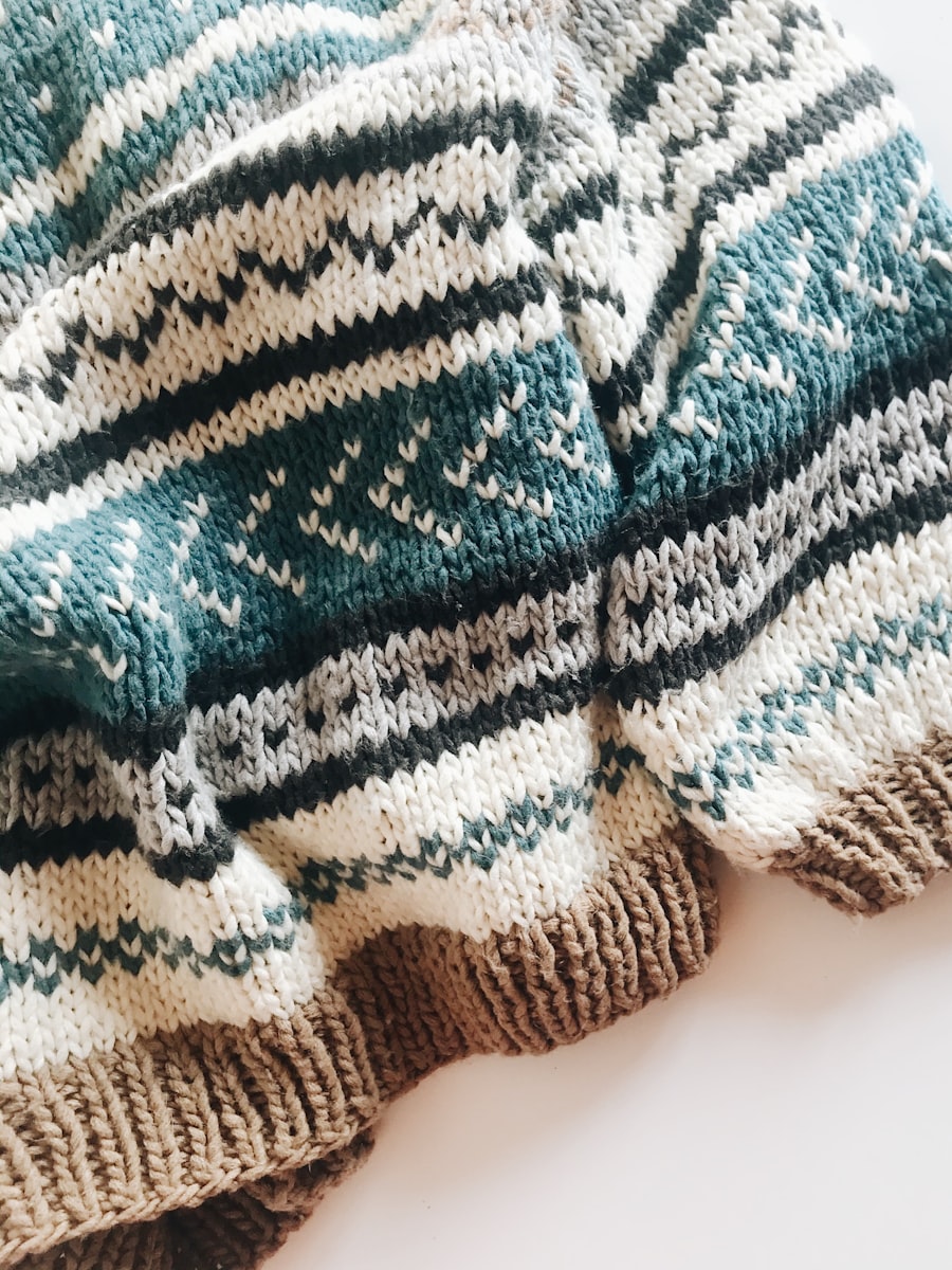 Maglione Jacquard — Avorio e salvia